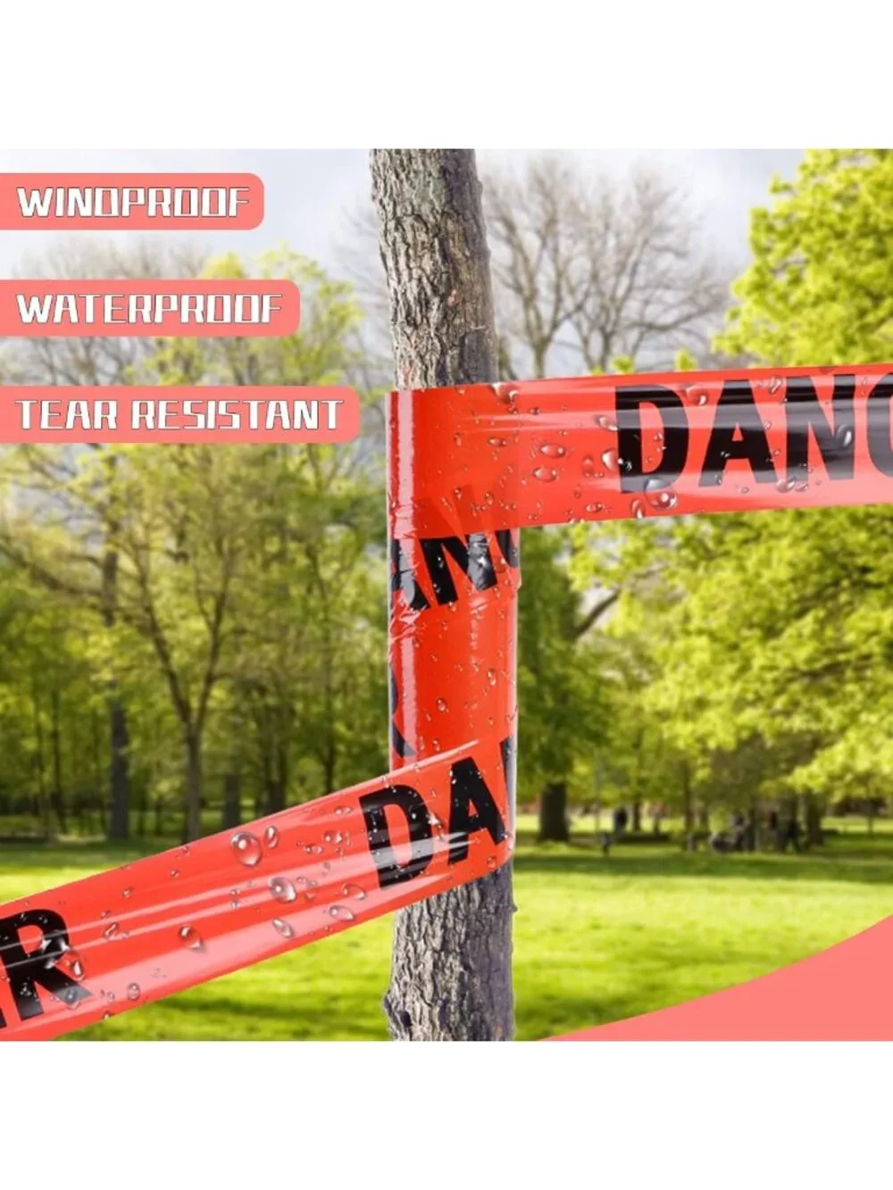 12 Pack Red Danger Tape 3” x 1000’ - Halloween Decor, High Visibility